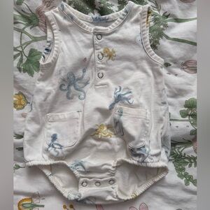 Adorable White Octopus Print Bodysuit